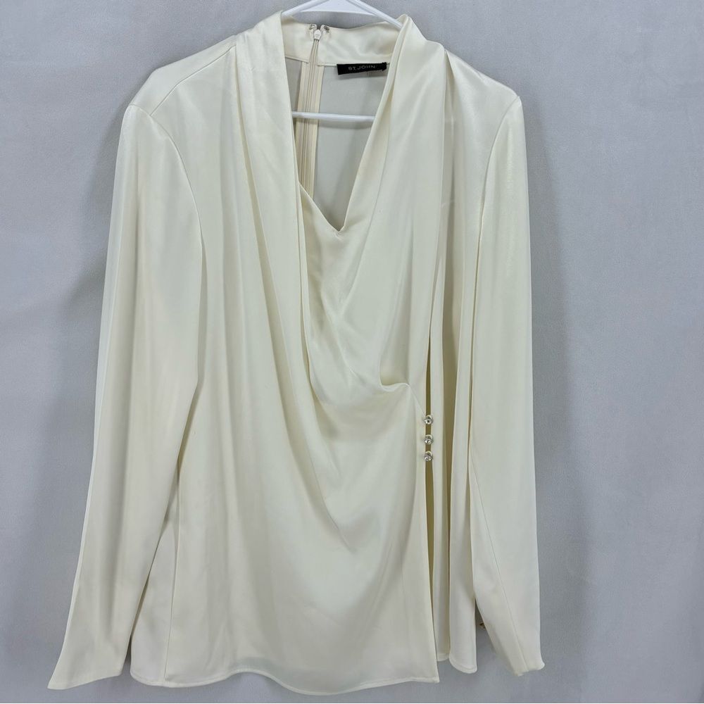 St. John Cream Drape Blouse